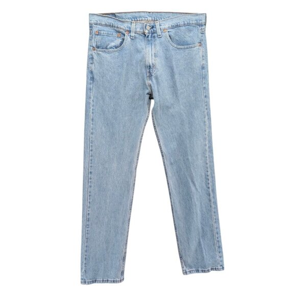 Levis 505 Regular Fit Jeans Mens Blue Light Wash Straight Leg Denim Size 34x34 - Picture 1 of 12